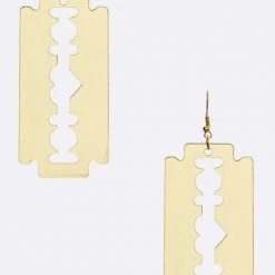 LA Jewelry Plaza ACCESSORIES Metallic Gold Acrylic Razor Blade Dangle Earrings