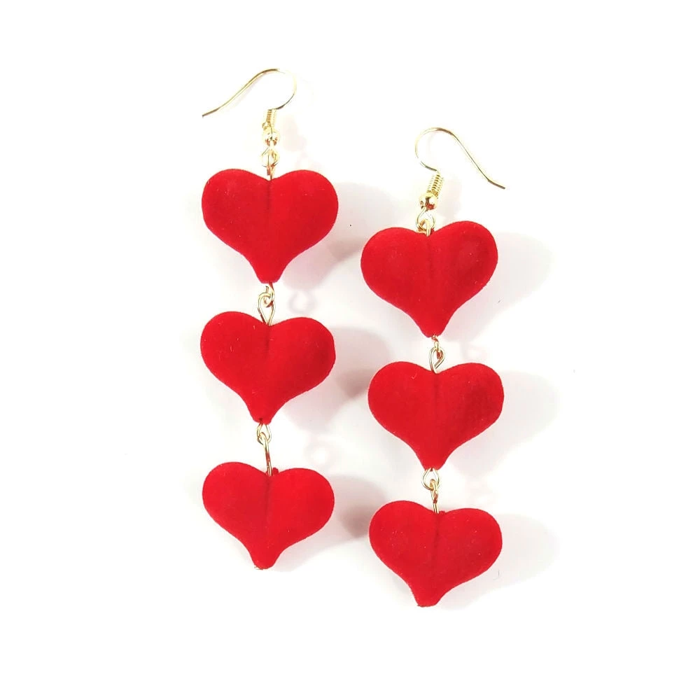 Wona Trading Red Hearts Dangle Earrings ACCESSORIES 3 Wona Trading Red Hearts Dangle Earrings ACCESSORIES