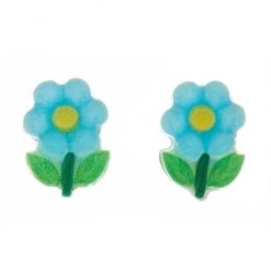 Girly Accessories Flower Post Earrings - Blue
