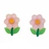 Girly Accessories Flower Post Earrings - Pink