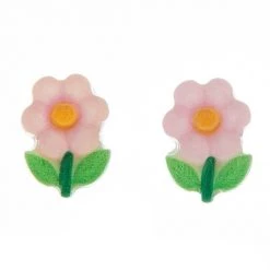 Girly Accessories Flower Post Earrings - Pink