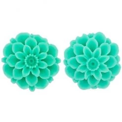 Girly Accessories Dahlia Post Earrings In Mint Green