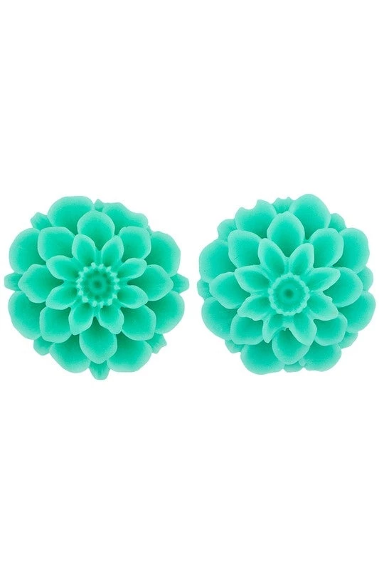 Girly Accessories Dahlia Post Earrings In Mint Green 3 Girly Accessories Dahlia Post Earrings In Mint Green