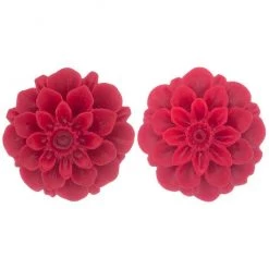 Girly Accessories Dahlia Post Earrings In Red