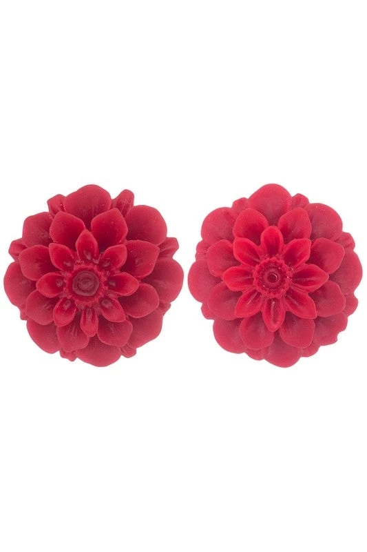 Girly Accessories Dahlia Post Earrings In Red 3 Girly Accessories Dahlia Post Earrings In Red