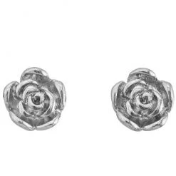 Girly Accessories Silver Metal Rose Post Earrings