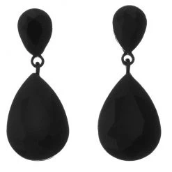 Girly Accessories Jeweled Drop Earrings In Black