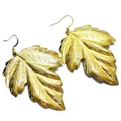 Girly Accessories Leaf Dangle Earrings In Gold