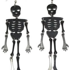 Girly Accessories Skeleton Dangle Earrings - Black
