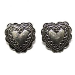 Girly Accessories Silver Metal Doily Heart Post Earrings