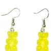 Girly Accessories Gummy Bear Dangle Earrings - Yellow