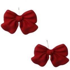 Girly Accessories Red Bow Post Earrings