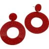 Retro Red Glitter Drop Hoops By Lipstick & Chrome