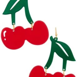 Girly Accessories Acrylic Cherry Dangle Earrings
