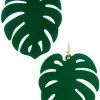 Girly Accessories Acrylic Monstera Leaf Dangle Earrings