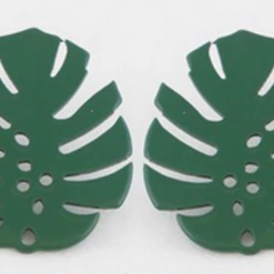 Anzell ACCESSORIES Monstera Leaf Post Earrings - Green