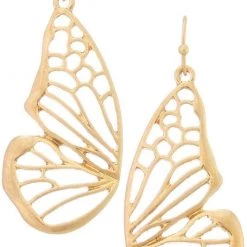 Girly Accessories Metal Filigree Butterfly Dangle Earrings In Gold