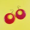 Flashback And Freedom Glitter Hoop Dangle Earrings Hot Pink