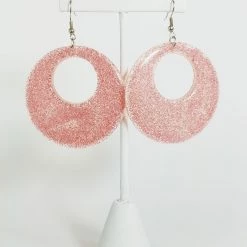 Flashback And Freedom ACCESSORIES Glitter Hoop Dangle Earrings Pink