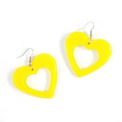 Flashback & Freedom ACCESSORIES Heart Dangle Earrings In Yellow
