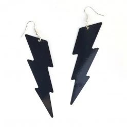 Naked City Clothing ACCESSORIES Metal Lightning Bolt Dangle Earrings - Black