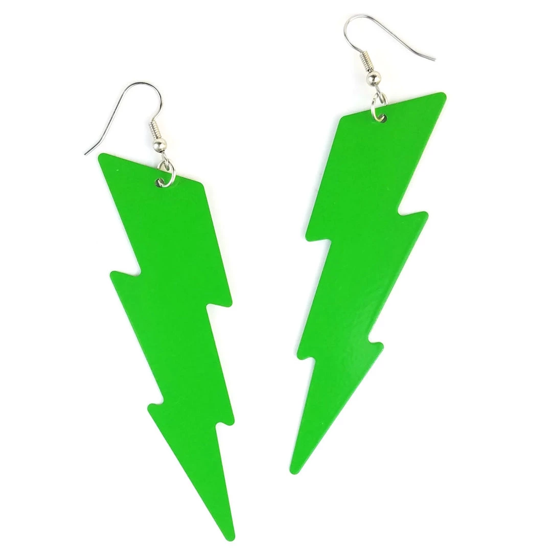 Naked City Clothing ACCESSORIES Metal Lightning Bolt Dangle Earrings - Green 3 Naked City Clothing ACCESSORIES Metal Lightning Bolt Dangle Earrings - Green