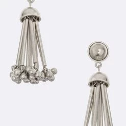 LA Jewelry Plaza Metal Tassel Drop Earrings In Silver