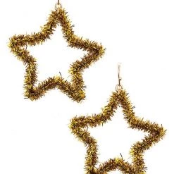 Andrea Bijoux Tinsel Star Dangle Earrings In Gold