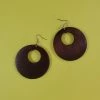 Flashback & Freedom Dark Brown Wood Hoop Dangle Earrings