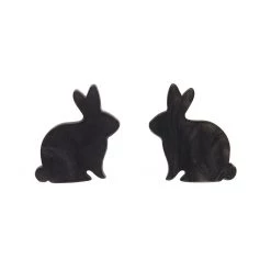 Erstwilder ACCESSORIES Bunny Essentials Post Earrings - Black Ripple