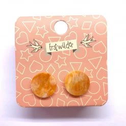 Erstwilder ACCESSORIES Essentials Circle Post Earrings - Orange Marble