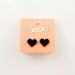 Erstwilder "With Love" Essentials Heart Post Earrings - Black Ripple