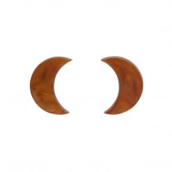 Erstwilder Nouveau Essentials Crescent Moon Post Earrings - Gold Ripple