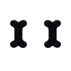 Erstwilder Halloween Essentials Bones Post Earrings - Black Glitter ACCESSORIES