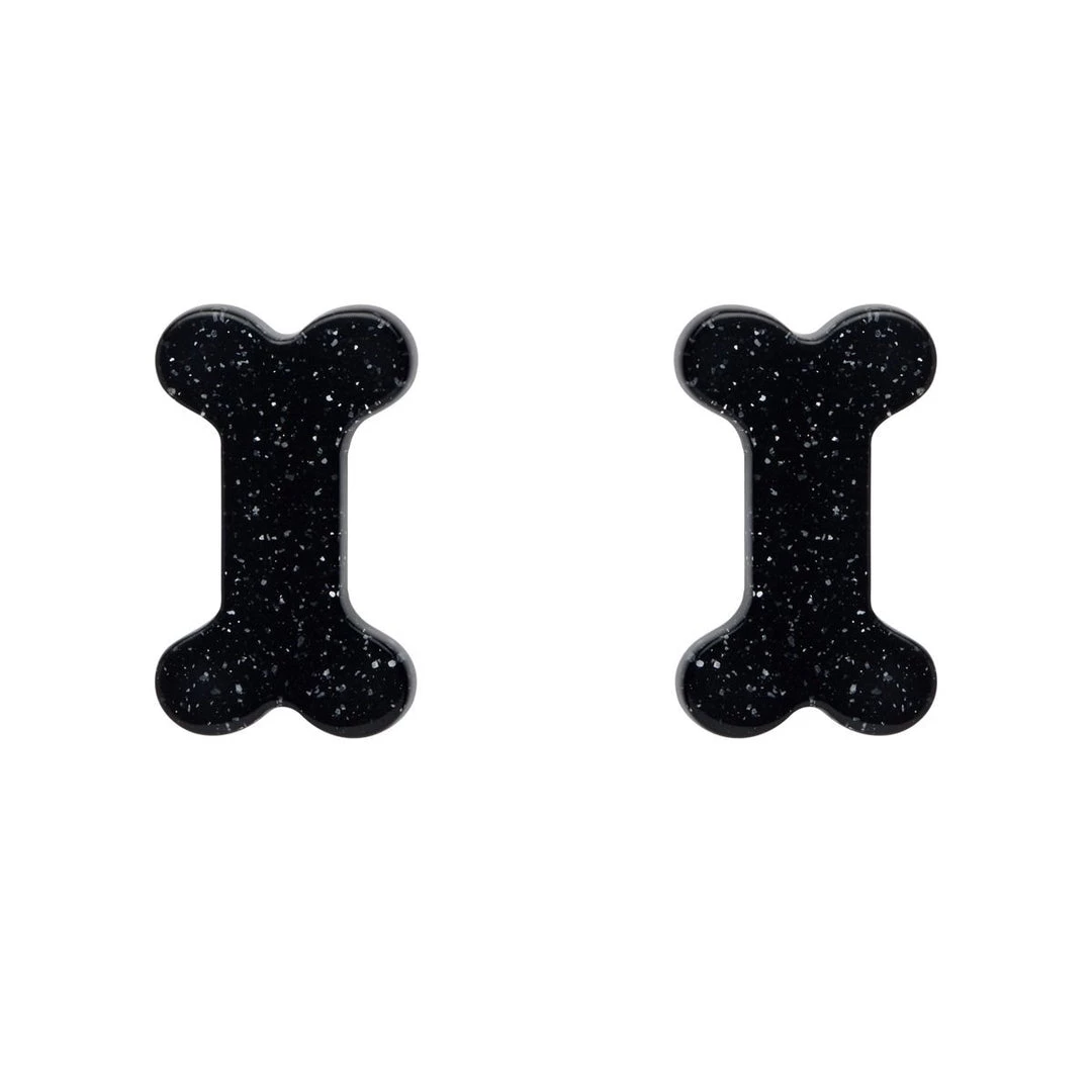Erstwilder Halloween Essentials Bones Post Earrings - Black Glitter ACCESSORIES 3 Erstwilder Halloween Essentials Bones Post Earrings - Black Glitter ACCESSORIES