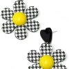 Girly Accessories Houndstooth Daisy Dangle Earrings
