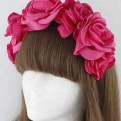 H & D Accessories Rose Headband In Dark Pink