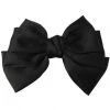 Girly Accessories Black Satin Bow Hair Clip