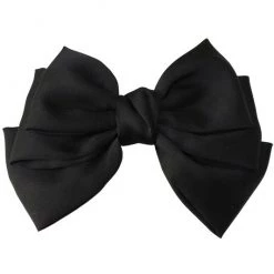 Girly Accessories Black Satin Bow Hair Clip