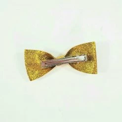 Naked City Clothing ACCESSORIES Glitter Bow Hair Clip In Gold