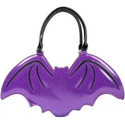 Too Fast Clothing Purple Glitter Bat Handbag By Too Fast ACCESSORIES