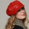Urbanista ACCESSORIES Newsboy Cap In Red Faux Leather