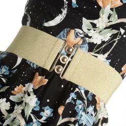 Hell Bunny ACCESSORIES Retro Elastic Waist Belt - Metallic Gold