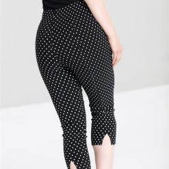 Hell Bunny Kay High Waist Capris In Black & White Dot