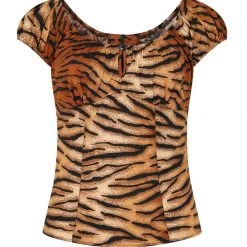 "Tora" Tiger Print Peasant Top By Hell Bunny APPAREL