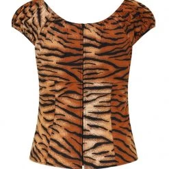 "Tora" Tiger Print Peasant Top By Hell Bunny APPAREL