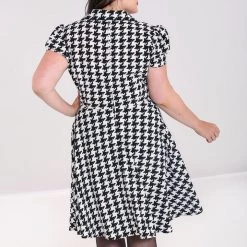 Hell Bunny Blake Houndstooth Print Shirtwaist Dress APPAREL