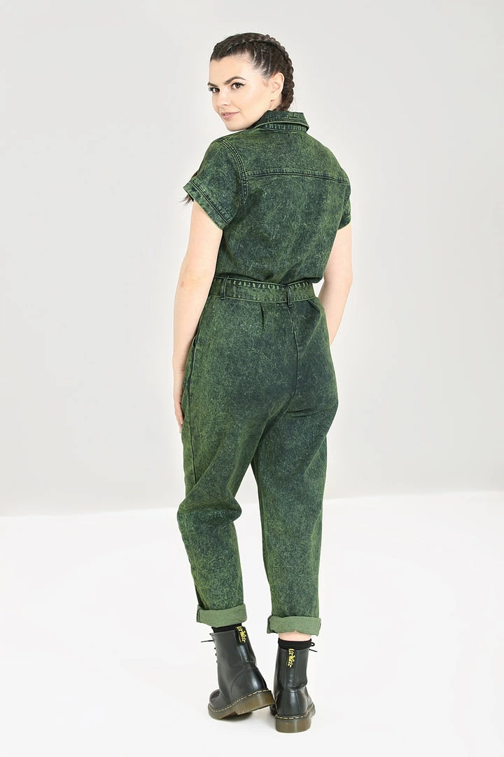 Denim Boilersuit In Green By Hell Bunny ROMPERS & CATSUITS 4 Denim Boilersuit In Green By Hell Bunny ROMPERS & CATSUITS