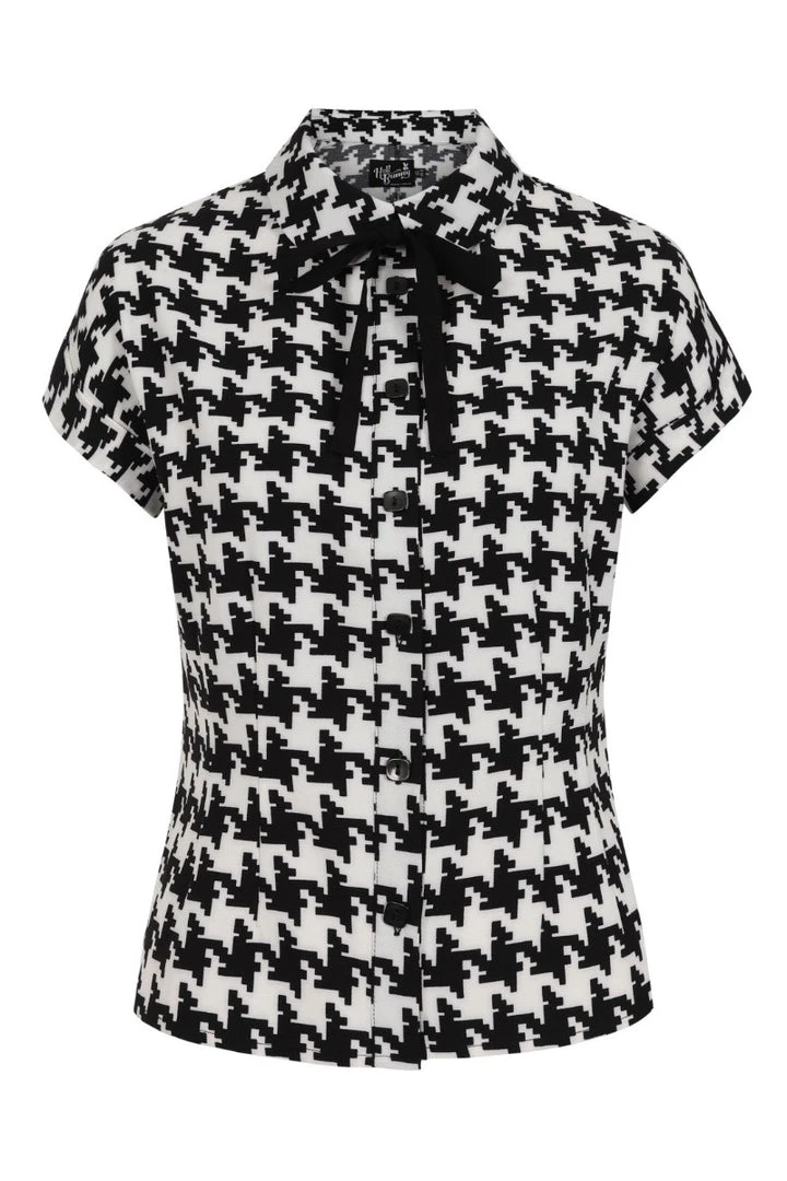 Hell Bunny Blake Houndstooth Print Blouse APPAREL 7 Hell Bunny Blake Houndstooth Print Blouse APPAREL