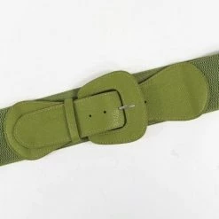 Apple Accessories Faux Leather Stretch Belt Light Green - Angled Buckle